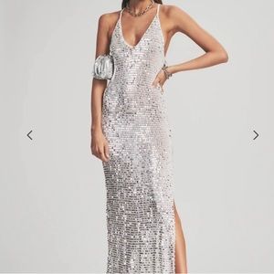 Retrofete MARIE SEQUIN CROCHET DRESS silver/white XS/S